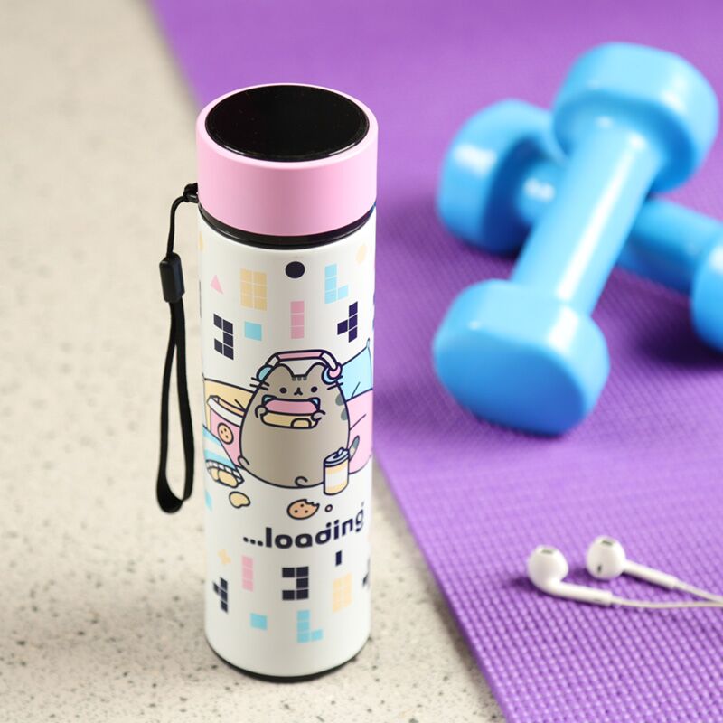 Pusheen Cat Gaming Värmeisolerad Flaska med Digital Termometer