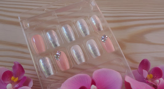 Lösnaglar Silver Rosa